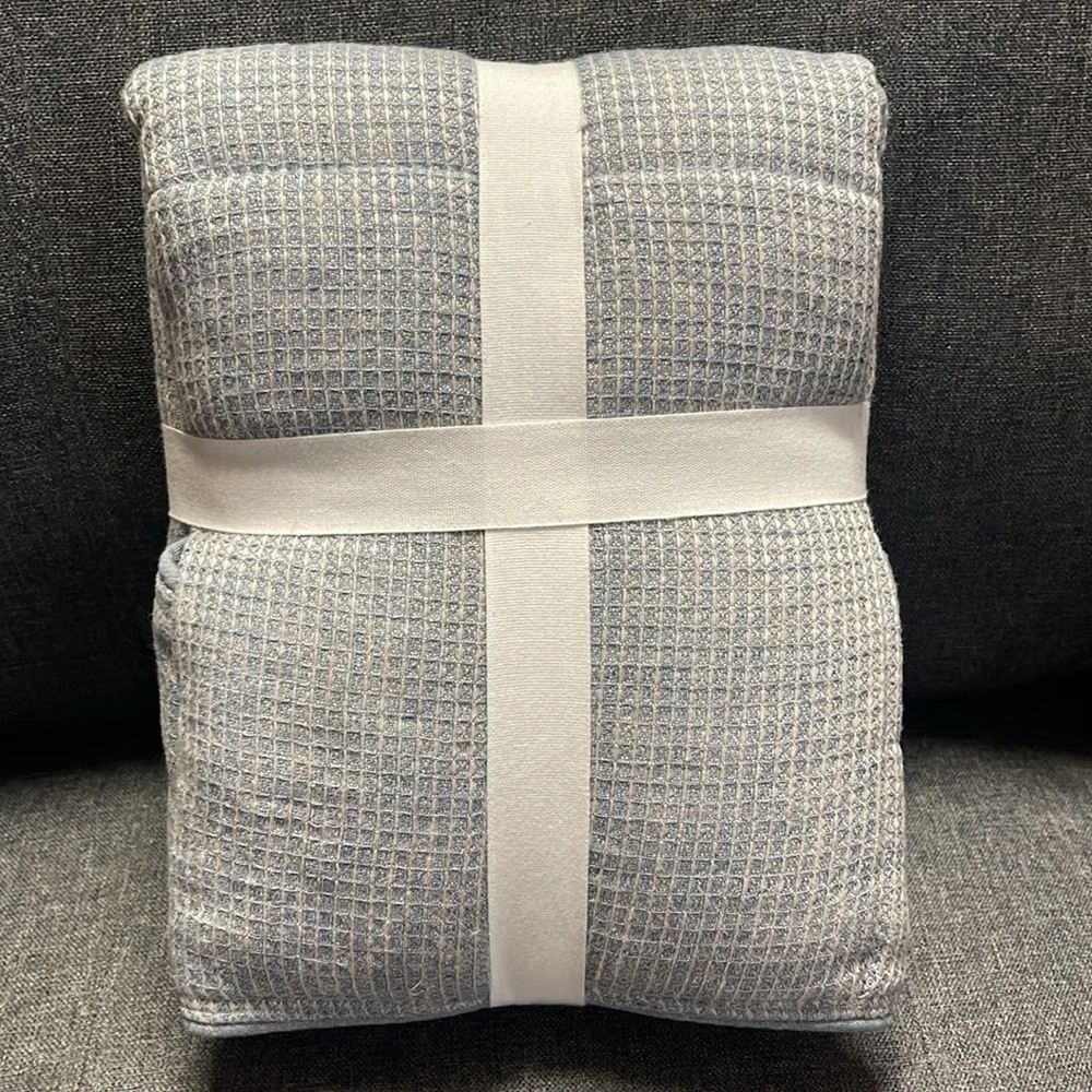 Pottery Barn European Flax Linen Waffle Sham in Chambray